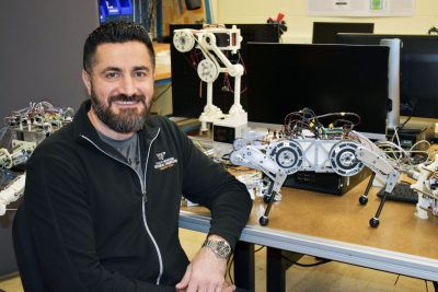 Pinhas Ben-Tzvi in the Robotics and Mechatronics Lab. 